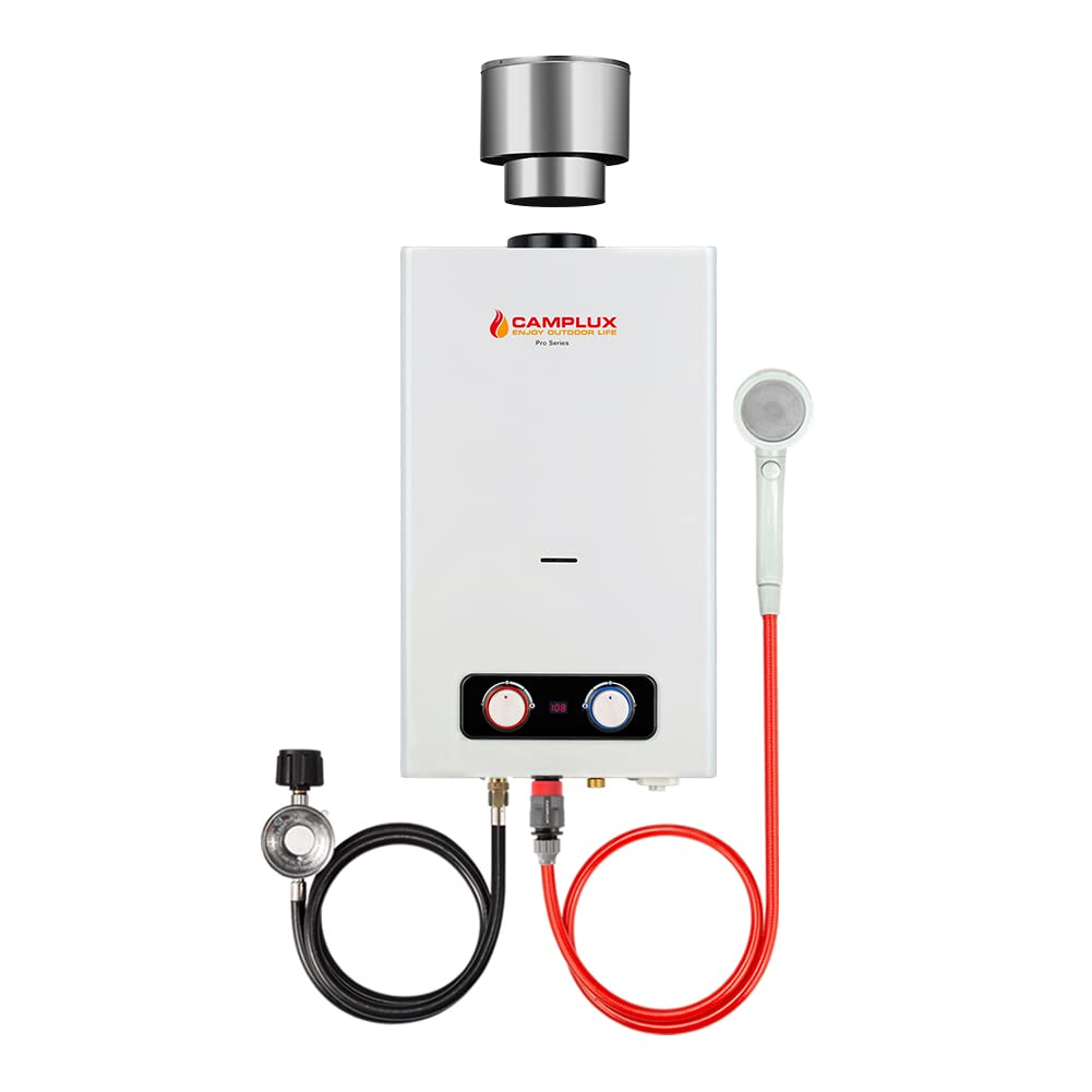 Camplux 2.64 GPM Outdoor Propane Gas Water Heater w/ 4.33 Rain Cap
