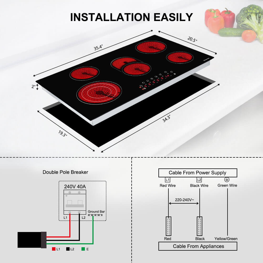 Thermomate 36'' Built-In Ceramic Cooktop - Sensor Touch
