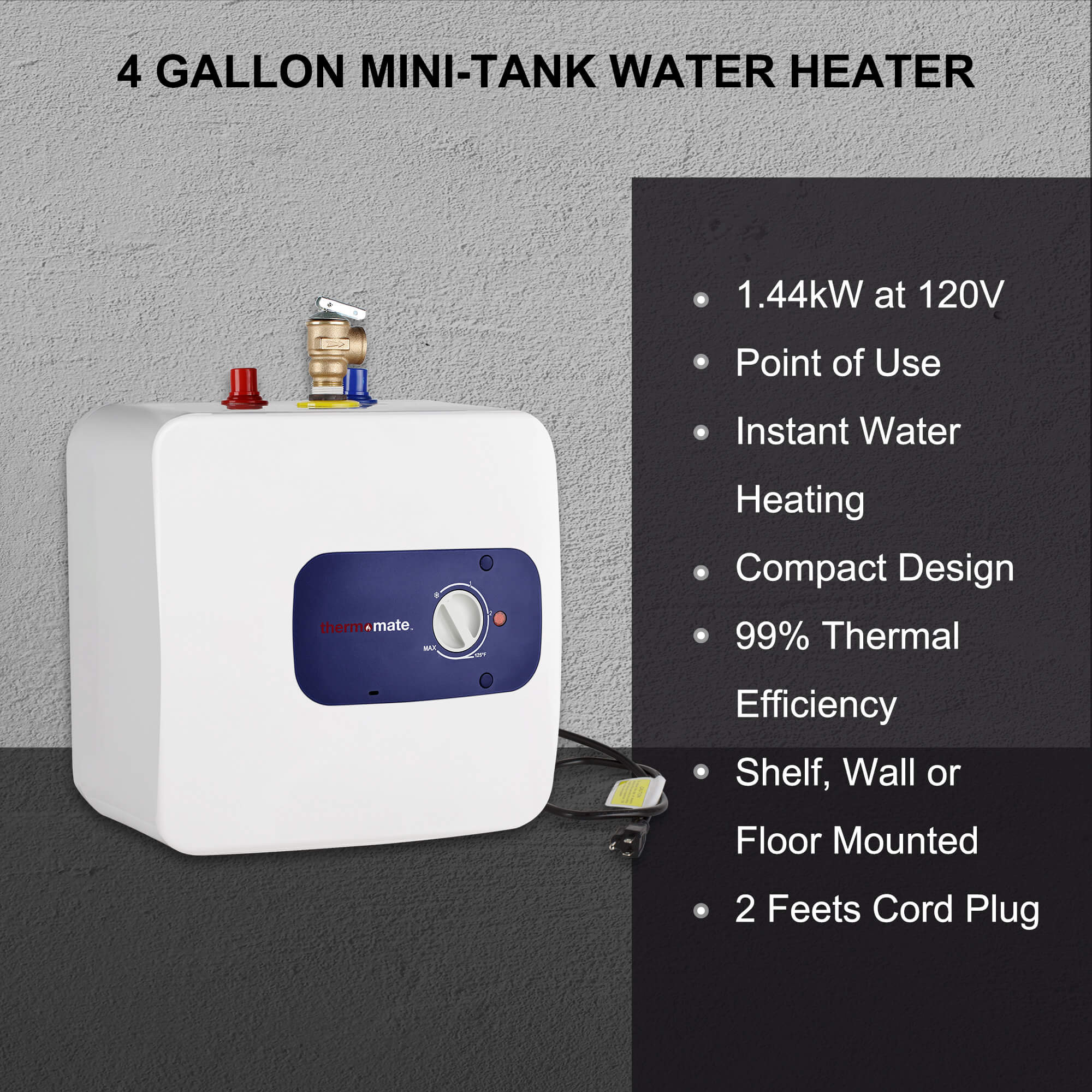 Thermomate Mini Tank Electric Water Heater - 4.0 Gallons