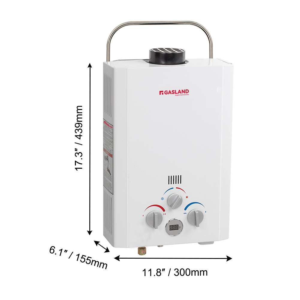 G GASLAND Inspire Connection 1.58GPM 6L LED Digital Screen Outdoors Portable Tankless Propane Water Heater for RV Camping