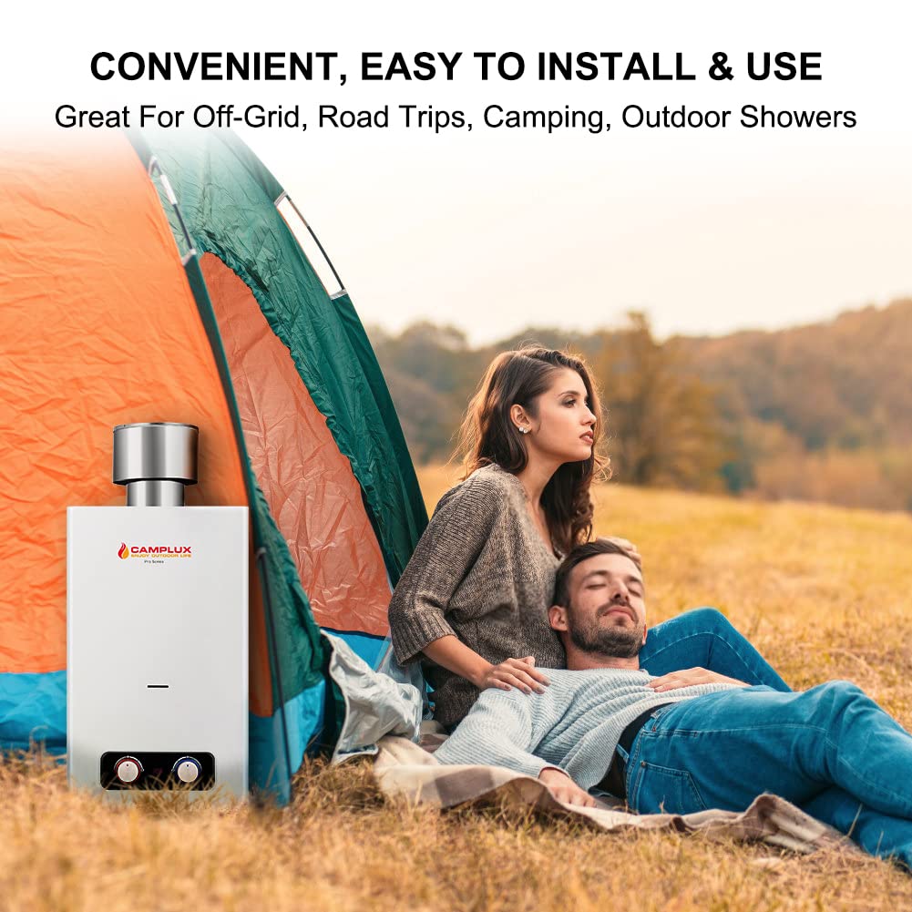 Camplux 2.64 GPM Outdoor Propane Gas Water Heater w/ 4.33 Rain Cap
