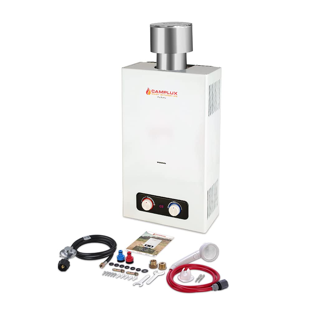 Camplux 2.64 GPM Outdoor Propane Gas Water Heater w/ 4.33 Rain Cap