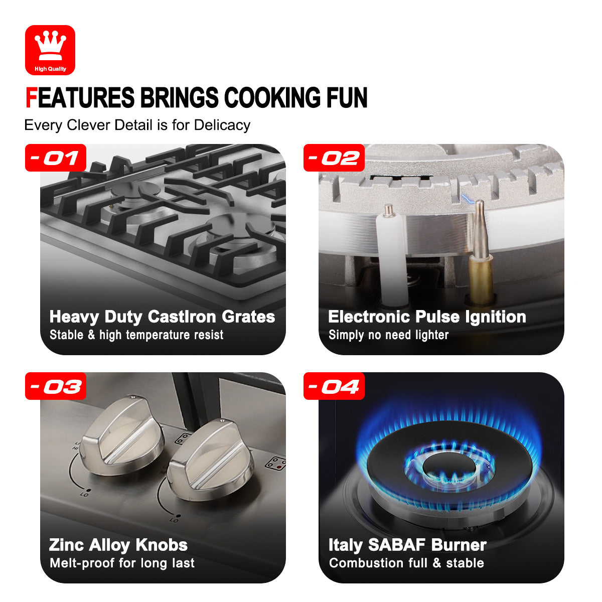 Gasland Chef 36'' Gas Cooktop With 5 Italy Sabaf Burner