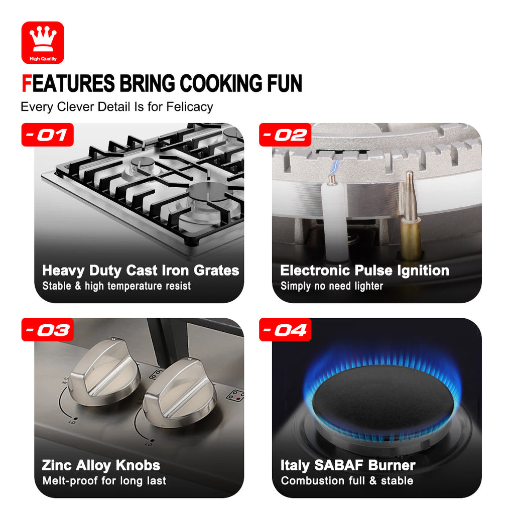 Gasland Chef 30'' Convertible Gas Cooktop w/ Thermocouple Protection