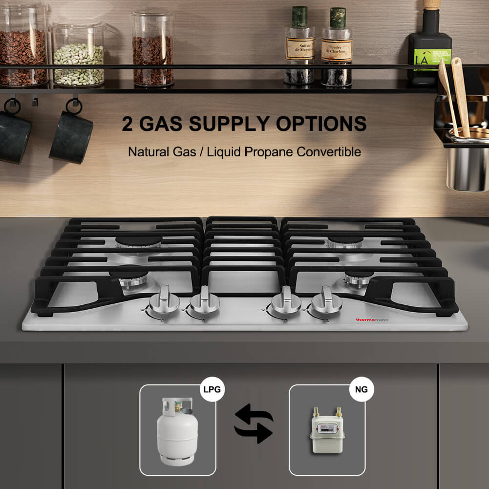 Thermomate 30'' Built-In Gas Cooktop w/ 4 SABAF Burners