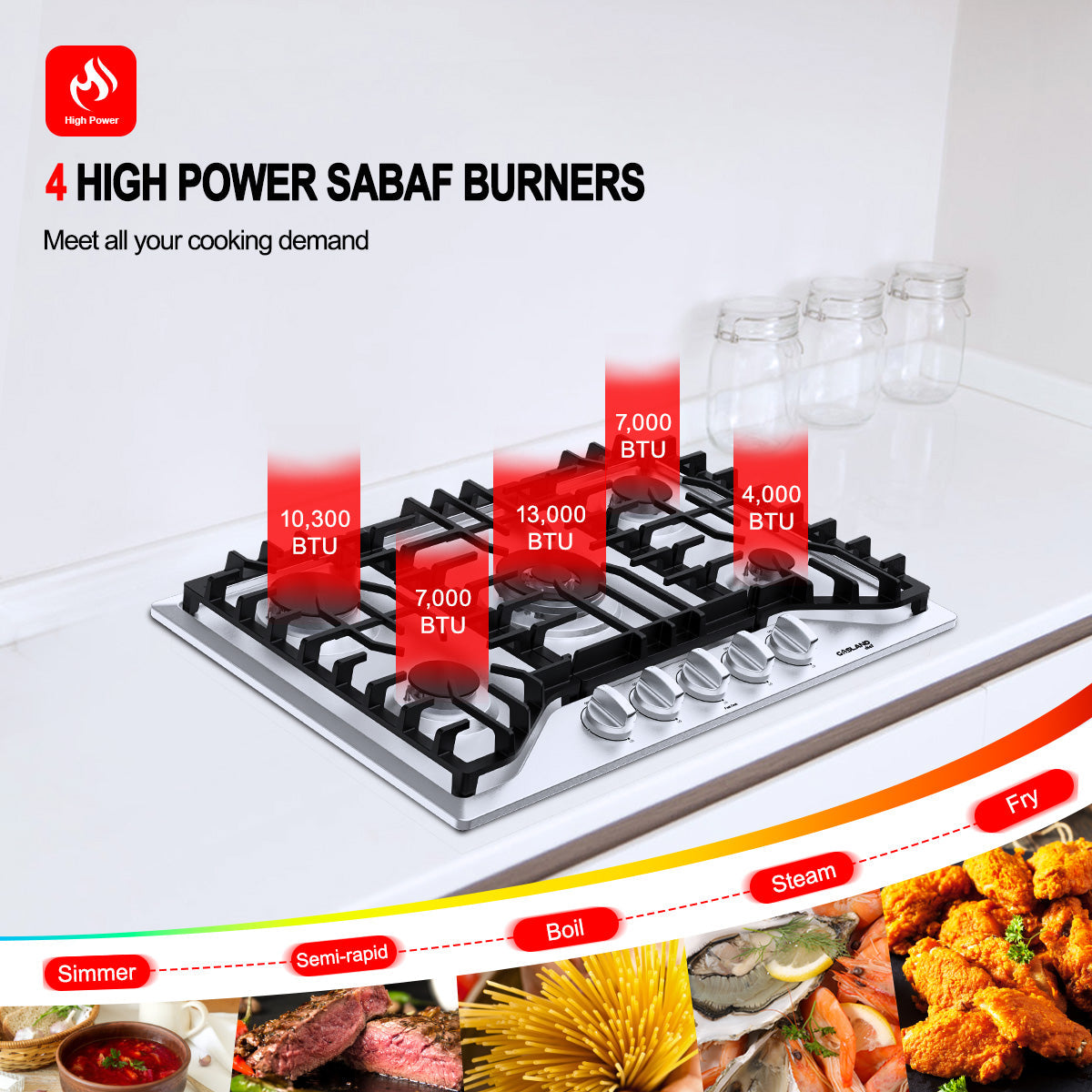 Gasland Chef 30'' Convertible Gas Cooktop w/ 5 Italy Sabaf Burners