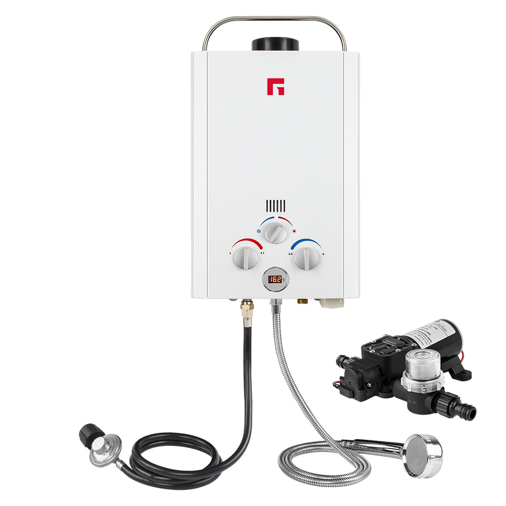 G 1.58GPM 6L LED Digital Screen Outdoors Portable Tankless Propane Water Heater for RV Camping