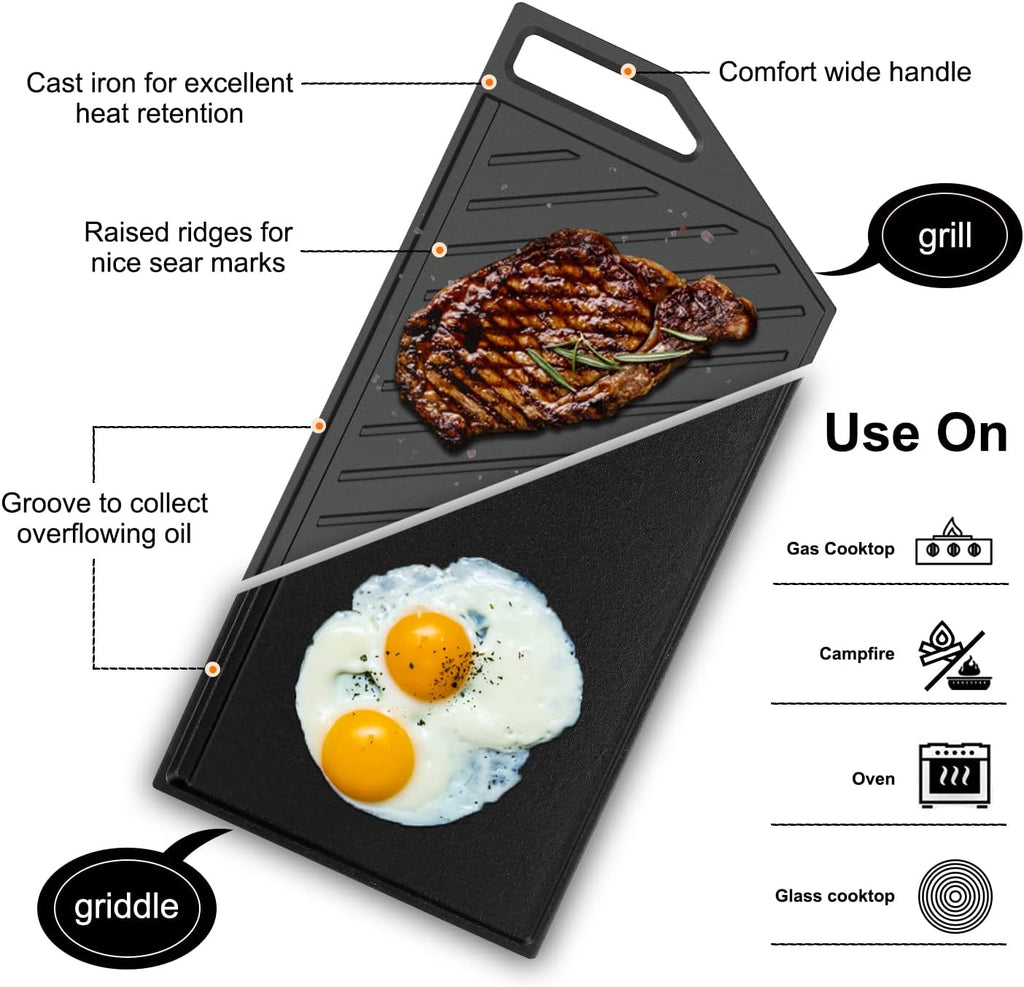 CAMPLUX TANKLESS 30 Inch Gas cooker with Griddle, GASLAND Chef PRO GH3305SF Gas Stovetop with 5 Burners, Reversible Cast Iron Grill/Griddle, 120V Plug-in, NG/LPG Convertible, CSA certified, Stainless Steel
