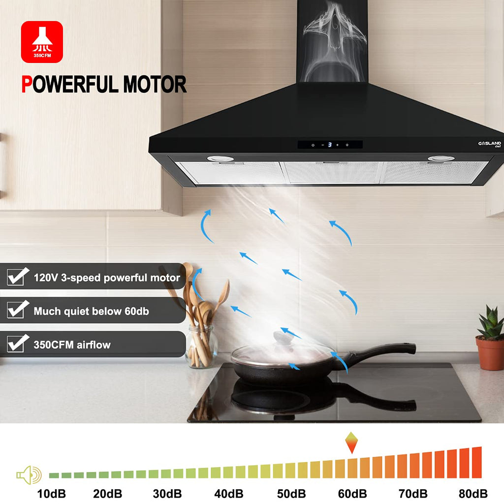 Gasland Chef 36'' Black Wall Mount Kitchen Hood - Ducted/Ductless
