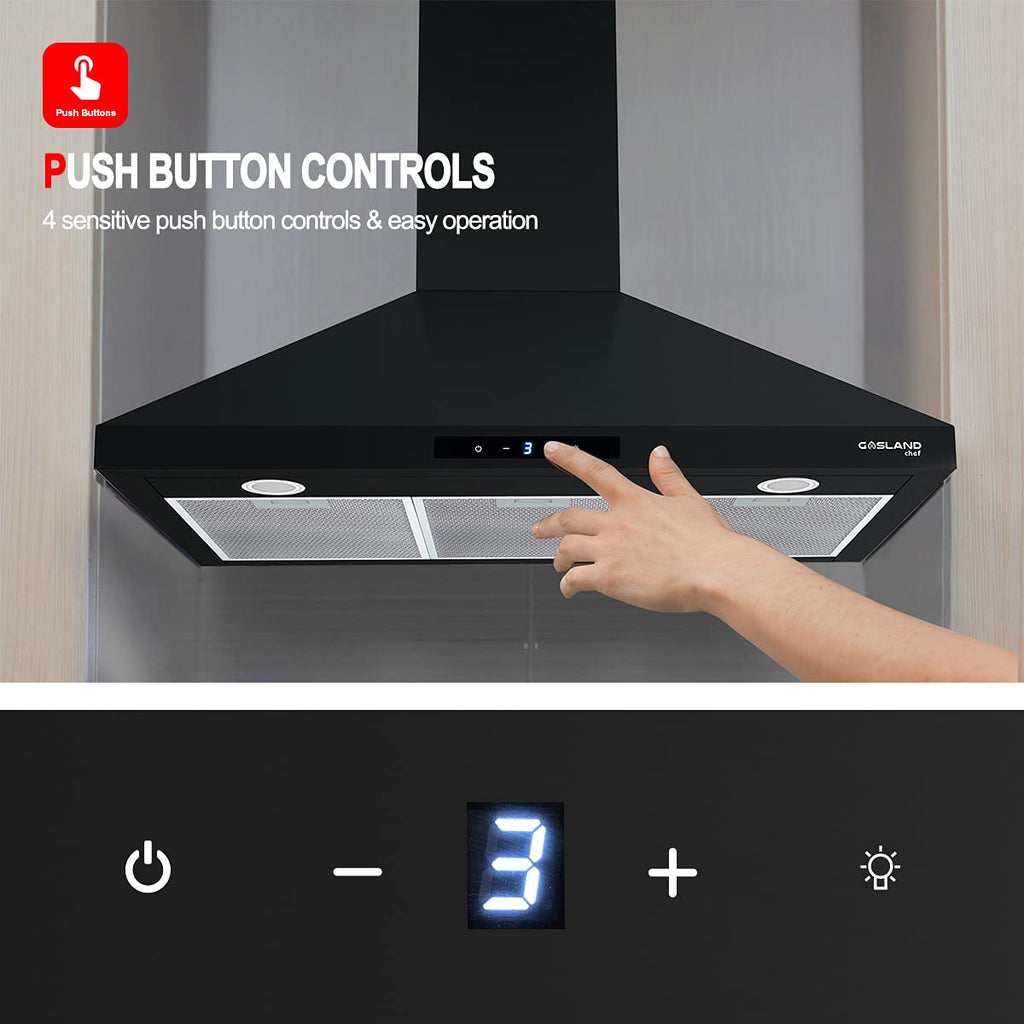 Gasland Chef 36'' Black Wall Mount Kitchen Hood - Ducted/Ductless