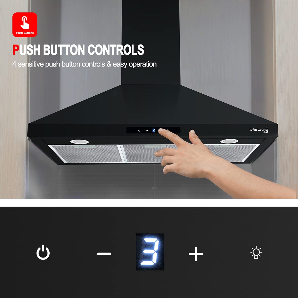 Gasland Chef 36'' Black Wall Mount Kitchen Hood - Ducted/Ductless