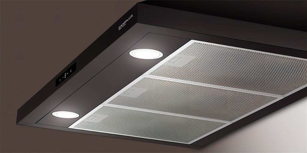 36  Extractor hoods for kitchens, CAMPLUX MINI TANK Black Wall Mount Kitchen Hood 36 inch, Ducted/Ductless Convertible,350 CFM 3 Speed Exhaust Hood Fan with Charcoal Filter,Touch Control, Aluminum Mesh Filters