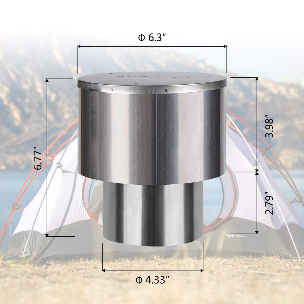 Camplux 4.33'' (110mm) Rain Cap - Stainless Steel, Rain & Wind-proof