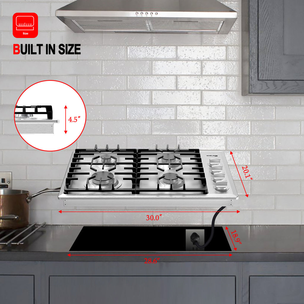 Gasland Chef 30'' Convertible Gas Cooktop w/ Thermocouple Protection
