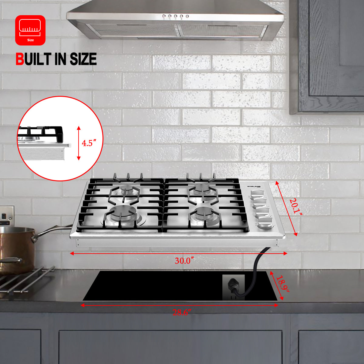 Gasland Chef 30'' Convertible Gas Cooktop w/ Thermocouple Protection