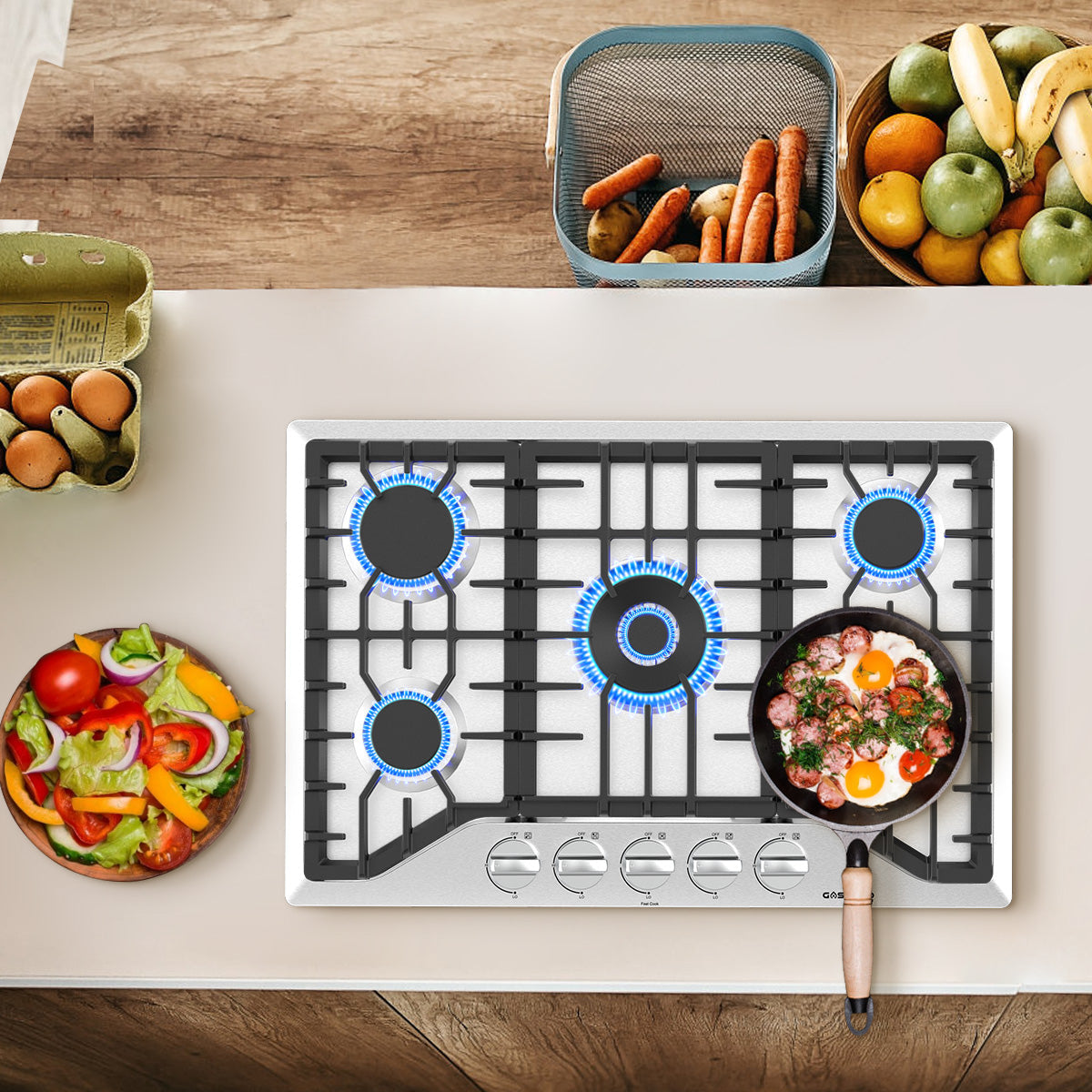 Gasland Chef 30'' Convertible Gas Cooktop w/ 5 Italy Sabaf Burners