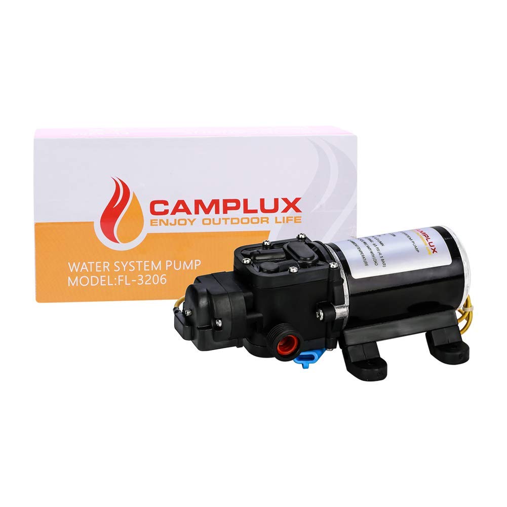 Camplux 12V Water Pump - 65PSI DC 1.6GPM 6LPM Diaphragm
