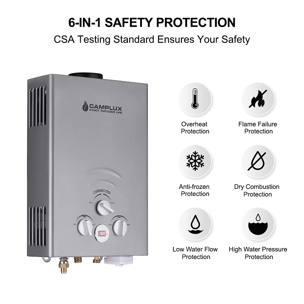Camplux Gray Outdoor Portable Tankless Water Heater - 1.58 GPM