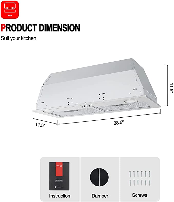 Gasland Chef 30'' Built-In Range Hood w/ LED lights