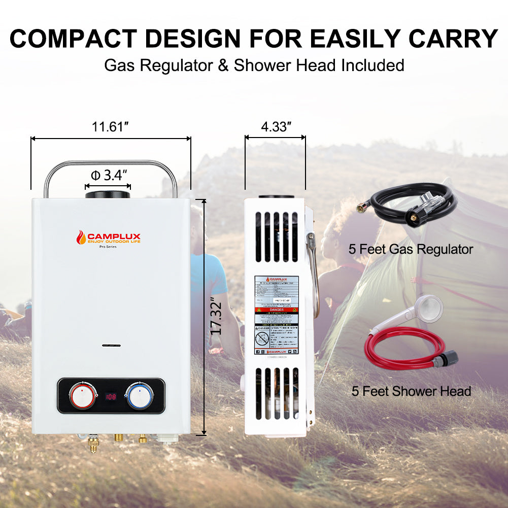 Camplux Outdoor Tankless Propane Water Heater - 1.58 GPM