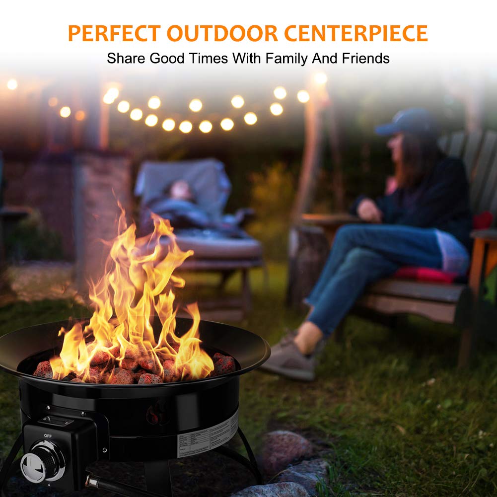 Camplux 19 Outdoor Portable Propane Gas Fire Pit - 58,000 BTU