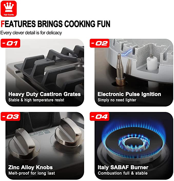 Gasland Chef 12'' Pro Style Dual Burners Gas Cooktop