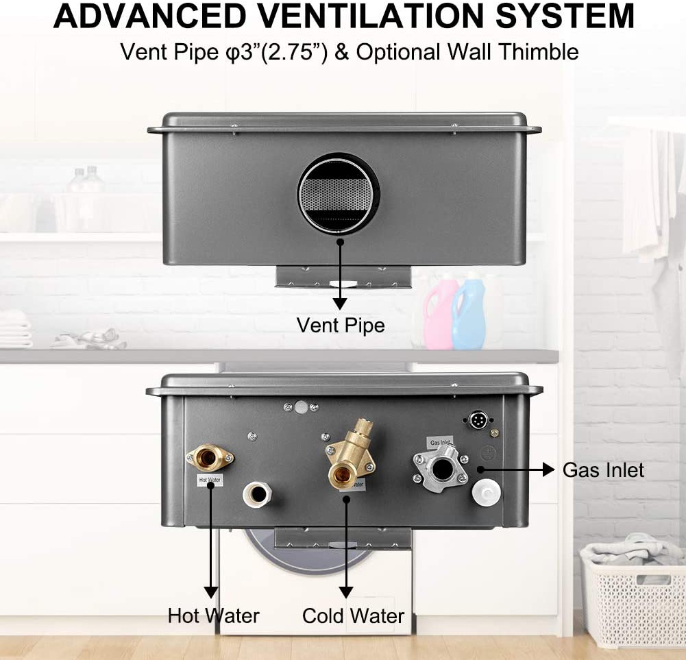 Camplux Tankless Nature Gas Water Heater - 5.28 GPM Grey
