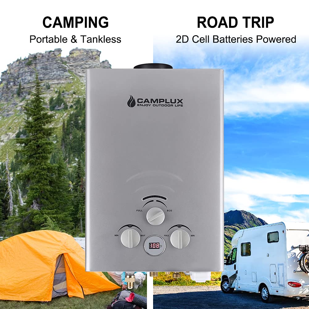Camplux Gray Outdoor Portable Tankless Water Heater - 1.58 GPM