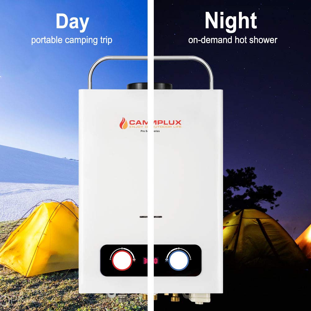 Camplux 1.58 GPM Outdoor Tankless Propane Water Heater with 1.2 GPM Water Pump