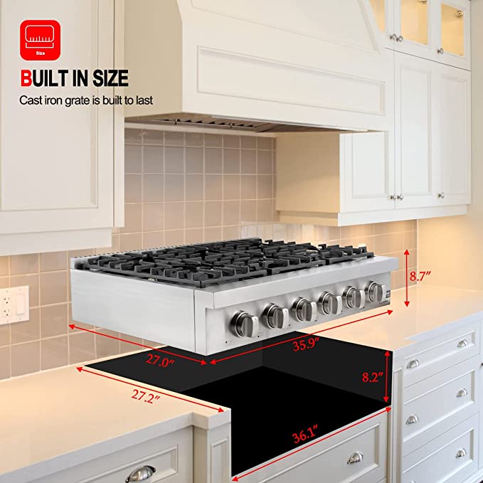 Gasland Chef 36'' Gas Cooktop w/ 6 Recessed Sealed Burners
