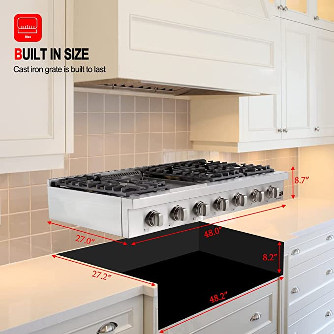 Gasland Chef 48'' Gas Cooktop w/ 6 Deep Recessed Sealed Burners & Griddle