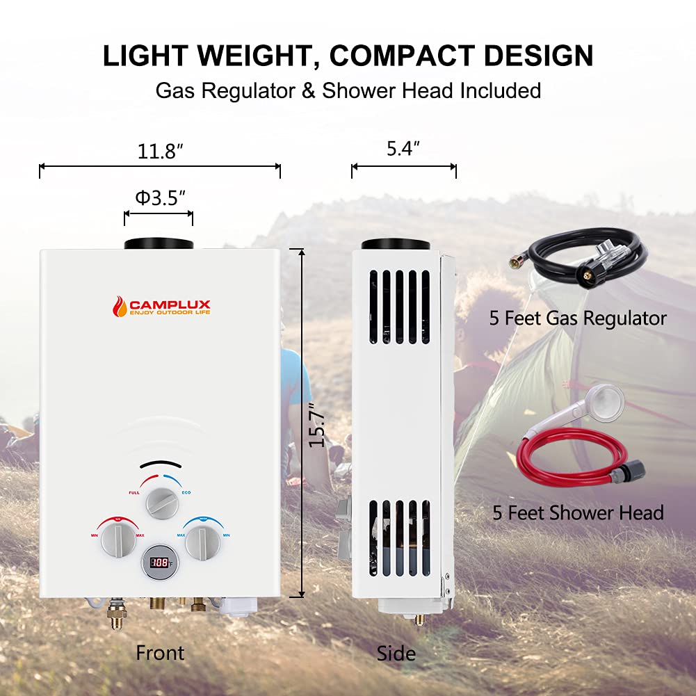 Camplux Outdoor Portable Tankless Water Heater - 1.58 GPM
