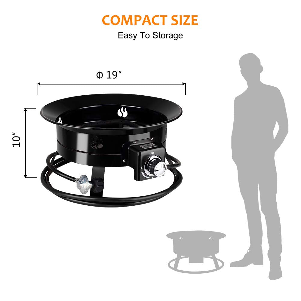 Camplux 19 Outdoor Portable Propane Gas Fire Pit - 58,000 BTU
