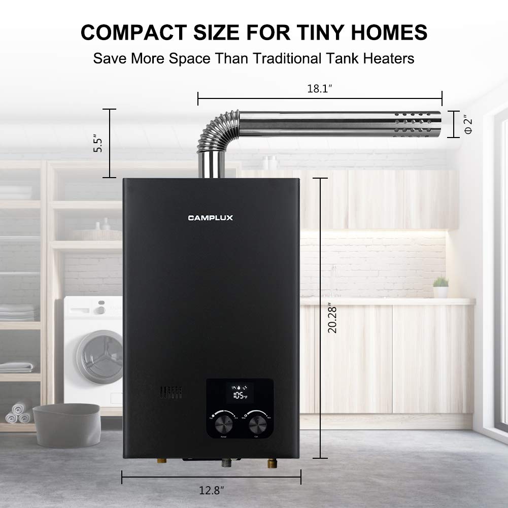 Camplux Tankless Water Heater - Black - 2.64 GPM