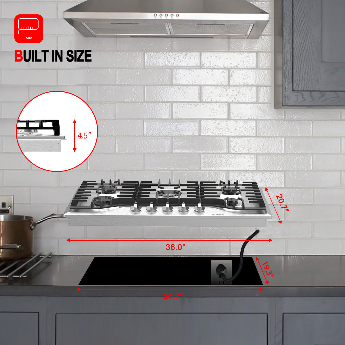 Gasland Chef 36'' Gas Cooktop With 5 Italy Sabaf Burner