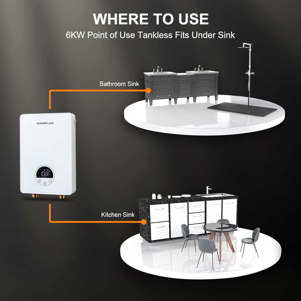 Camplux Electric Water Heater - White - 6kW & 240V