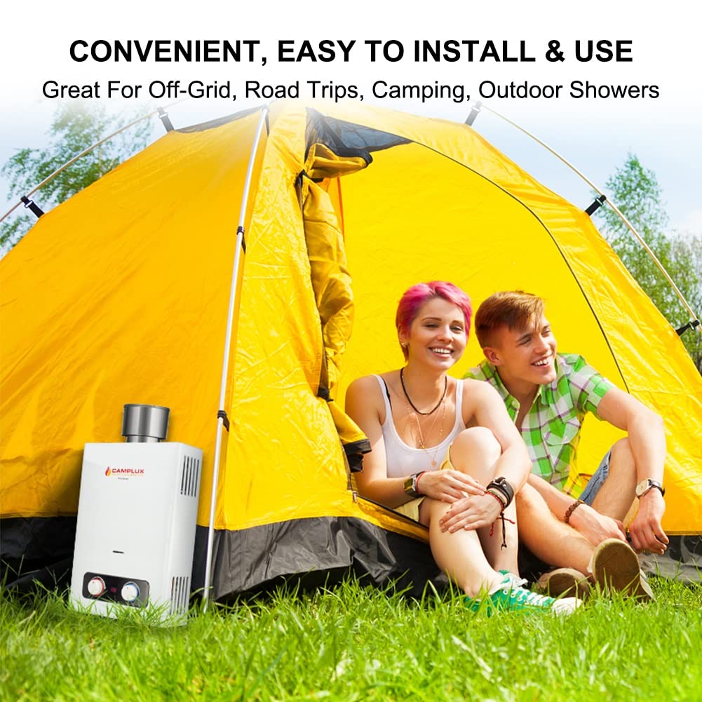 Camplux 1.58 GPM Outdoor Tankless Propane Water Heater with S/S Rain Cap