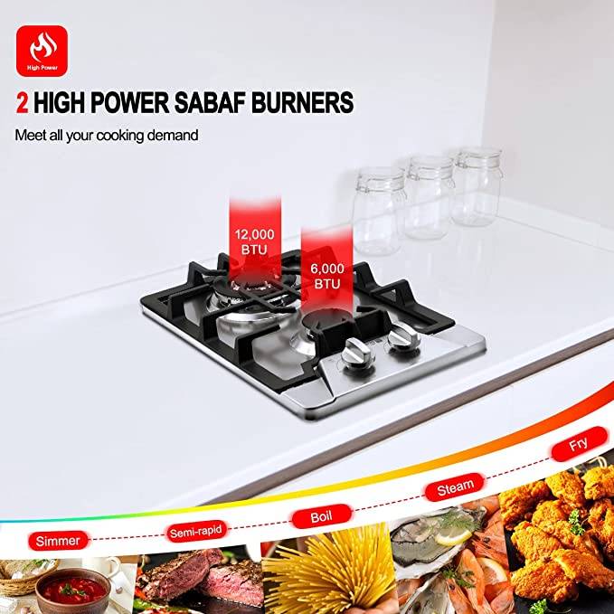 Gasland Chef 12'' Pro Style Dual Burners Gas Cooktop