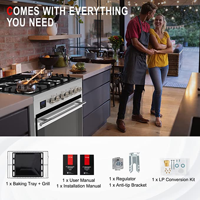 Gasland Chef 30'' Slide-In Gas Range w/ 5.0 cu. ft. Capacity Oven