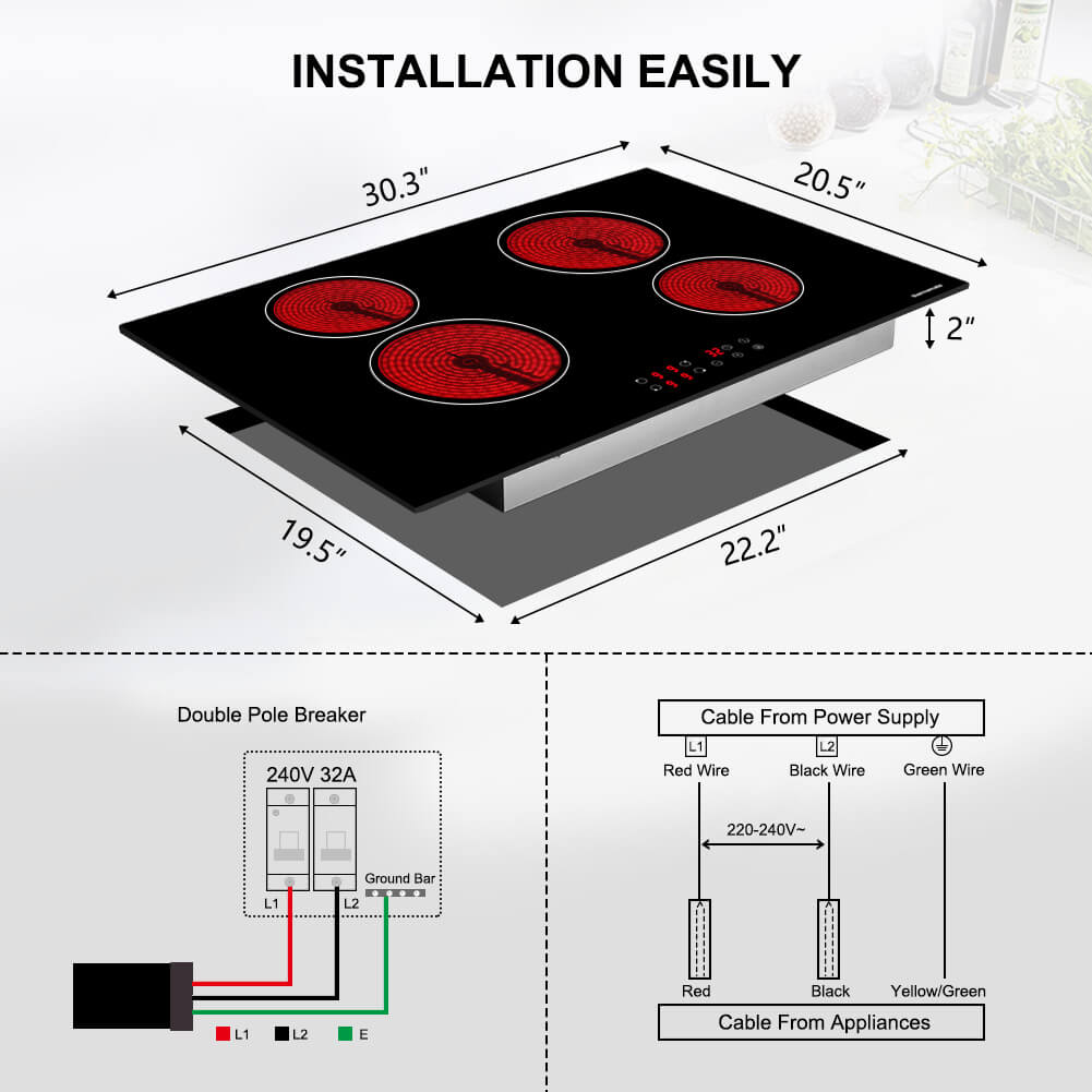 Thermomate 30'' Built-In Ceramic Cooktop - Sensor Touch