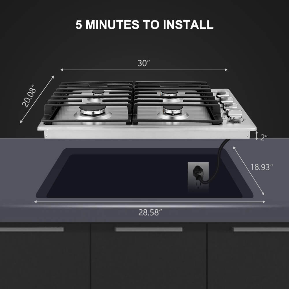 Thermomate 30'' Built-In Gas Cooktop w/ SABAF Burners