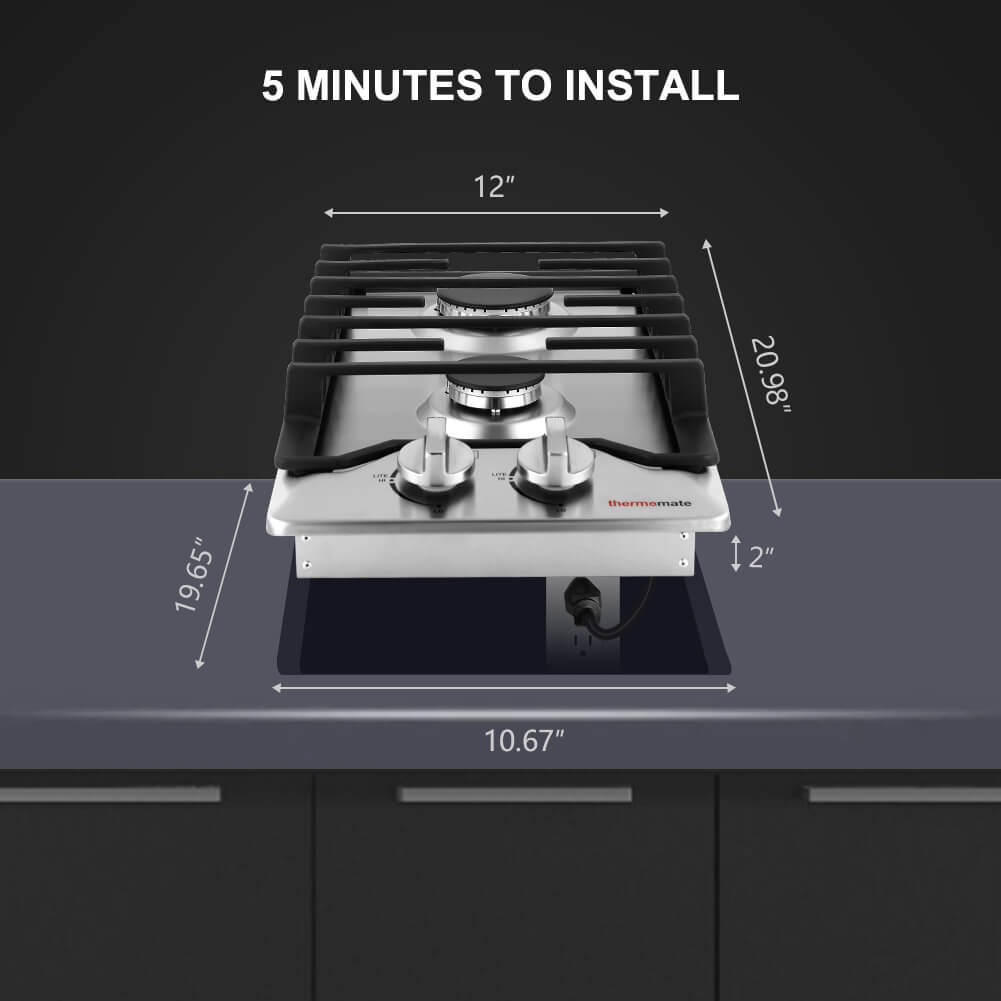 Thermomate 12'' Built-In Gas Cooktop w/ 2 Burners