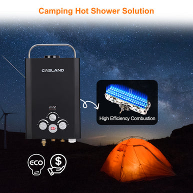 Gasland Outdoor Portable Tankless Water Heater - 1.58GPM 6L - Black