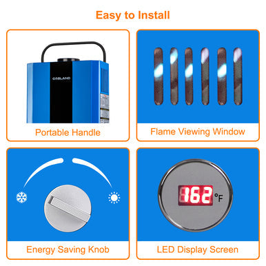Gasland Outdoor Portable Tankless Water Heater - 1.58GPM 6L - Blue