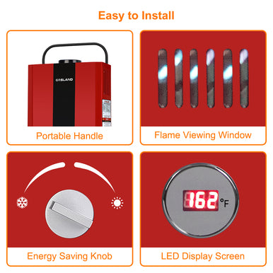 Gasland Outdoor Portable Tankless Water Heater - 1.58GPM 6L - Red