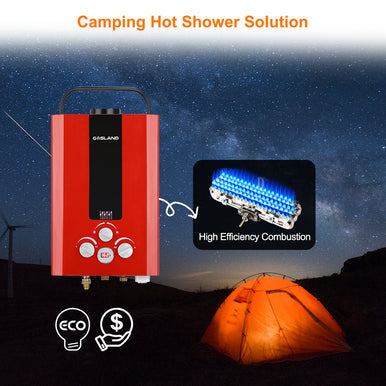 Gasland Outdoor Portable Tankless Water Heater - 1.58GPM 6L - Red