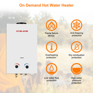 Gasland Outdoor Portable Tankless Water Heater - 3.18GPM 12L - White