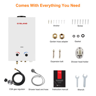Gasland Outdoor Portable Tankless Water Heater - 3.18GPM 12L - White