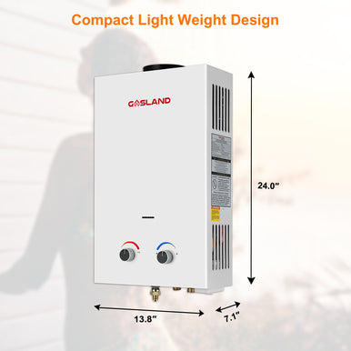 Gasland Outdoor Portable Tankless Water Heater - 3.18GPM 12L - White