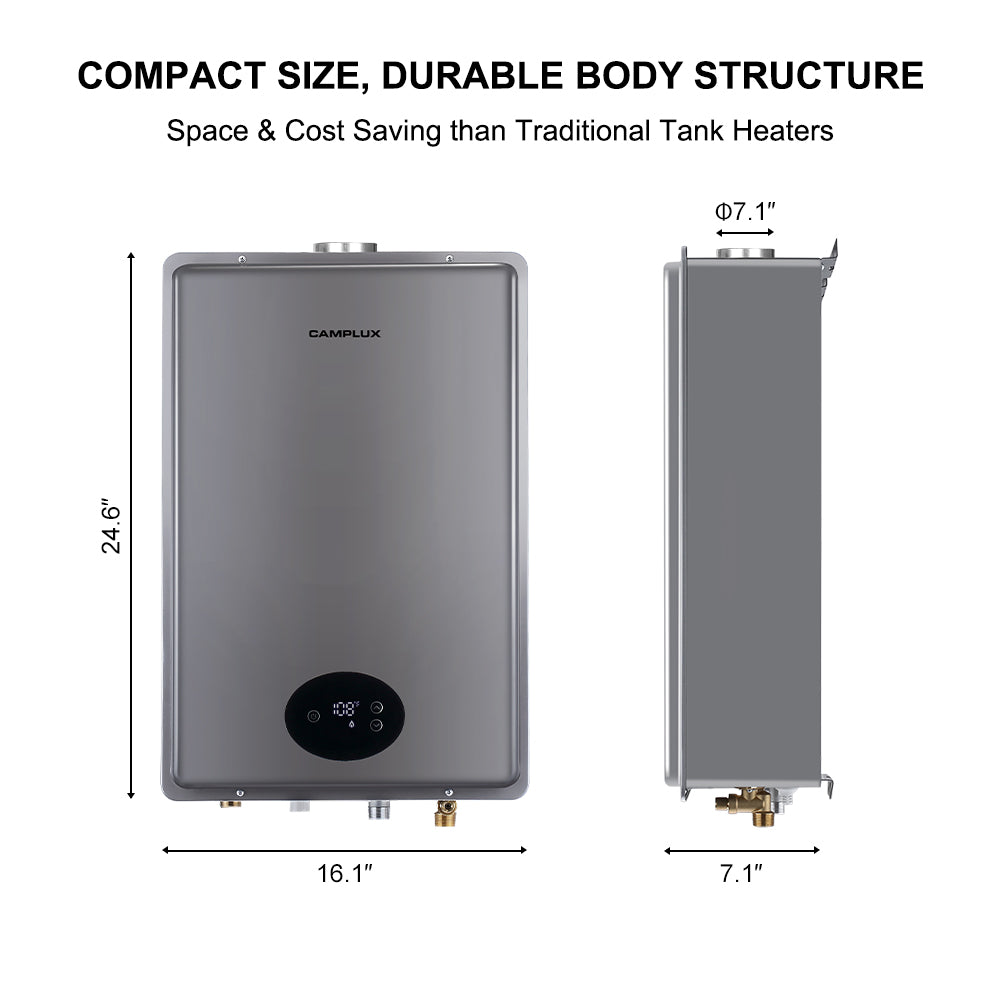 Camplux Tankless Nature Gas Residential Water Heater - 6.86 GPM Grey